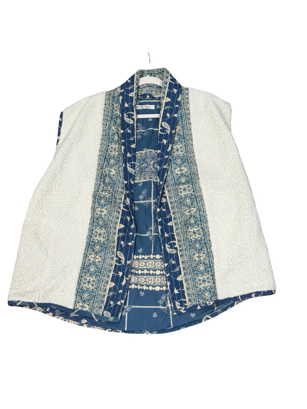 🌟 Free People Vera Plaid Patch Sherpa Vest Oversized Teddy Fleece Size S - Picture 10 of 13